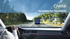  Presentation with steering wheel engineering - Theme with wheel of a car driving background and a teal colored foreground