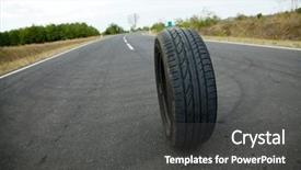  Presentation with wheel - Cool new presentation theme with wheel of a car on the road backdrop and a dark gray colored foreground