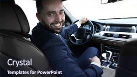  Presentation with 3d man sitting question mark - PPT theme enhanced with wheel of a prestigious car background and a navy blue colored foreground