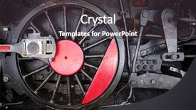  Presentation with steam train - Amazing slide deck having wheel of a vintage steam backdrop and a dark gray colored foreground