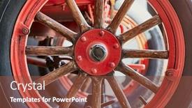  Presentation with vintage car - Colorful PPT theme enhanced with wheel-of-an-old-vintage backdrop and a tawny brown colored foreground