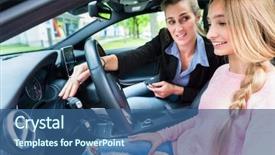  Presentation with learning to drive - Amazing presentation theme having wheel of car in driving backdrop and a ocean colored foreground