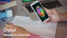  Presentation with wheel - Cool new PPT theme with wheel of fortune on mobile backdrop and a coral colored foreground