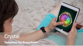  Presentation with using digital tablet - Cool new PPT theme with wheel of fortune on mobile backdrop and a  colored foreground