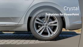  Presentation with wheel - Audience pleasing PPT layouts consisting of wheel-of-modern-car-rear backdrop and a gray colored foreground