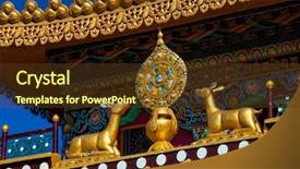  Presentation with himachal pradesh - PPT theme having wheel of the dharma dharmachakra background and a tawny brown colored foreground