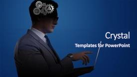  Presentation with artificial intelligence - Audience pleasing presentation theme consisting of wheel robot - artificial intelligence concept with man backdrop and a ocean colored foreground