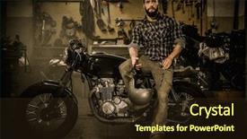  Presentation with vintage motorcycle - Audience pleasing slide set consisting of rider and his vintage style backdrop and a tawny brown colored foreground