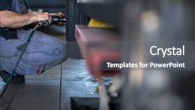  Presentation with garage car - Cool new slide set with wheel tyre change - balancing repairing backdrop and a gray colored foreground