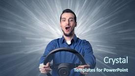  Presentation with black man - Theme with wheel with white lines behind background and a ocean colored foreground