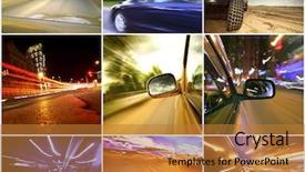  Presentation with cars - Slide deck with collage of cars driving fast background and a gold colored foreground