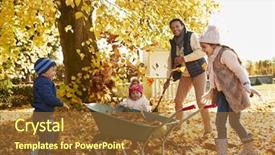  Presentation with helping - Beautiful theme featuring wheelbarrow - children helping father to collect backdrop and a tawny brown colored foreground
