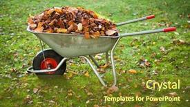  Presentation with leaves - PPT layouts enhanced with wheelbarrow full of dried leaves background and a tawny brown colored foreground