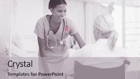  Presentation with breast cancer awareness - Colorful theme enhanced with wheelchair against breast cancer backdrop and a light gray colored foreground