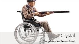  Presentation with elderly ladies beauty shop - Cool new presentation design with wheelchair aiming with a shotgun backdrop and a light gray colored foreground