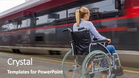  Presentation with train - Slides having wheelchair at a train station background and a gray colored foreground