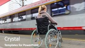  Presentation with wheelchair - Cool new PPT theme with wheelchair at a train backdrop and a gray colored foreground