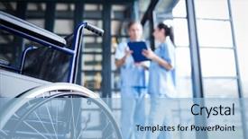  Presentation with staff - Colorful PPT layouts enhanced with wheelchair at the hospital backdrop and a light blue colored foreground