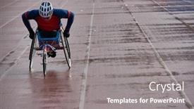  Presentation with track field - Slides consisting of wheelchair-athletics-strong-willed-physically background and a gray colored foreground
