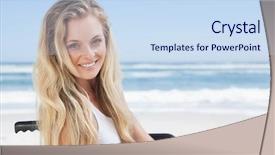  Presentation with bound - Beautiful slide set featuring wheelchair bound blonde smiling backdrop and a sky blue colored foreground