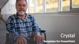  Presentation with wheelchair - Audience pleasing presentation theme consisting of wheelchair by window in nursing backdrop and a  colored foreground