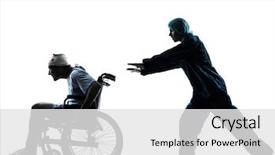  Presentation with silhouette of man worship - Audience pleasing slide set consisting of wheelchair escaping away of nurse backdrop and a white colored foreground