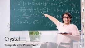  Presentation with wheelchair accessible images at school - Theme with math presentation - young handsome man in wheelchair background and a coral colored foreground