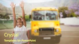  Presentation with school bus - Beautiful slide set featuring wheelchair in front of school backdrop and a  colored foreground