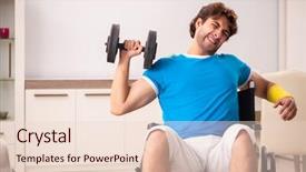  Presentation with injury - Audience pleasing slides consisting of wheelchair lifts - injured man recovering from his backdrop and a lemonade colored foreground