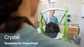  Presentation with lift - PPT theme with wheelchair lifts - mid adult nurse smiling background and a gray colored foreground