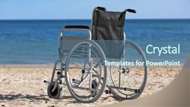  Presentation with elderly care - Presentation enhanced with wheelchair on sea coast elderly background and a  colored foreground