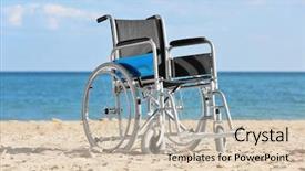  Presentation with care elderly - Beautiful PPT theme featuring wheelchair on sea coast elderly backdrop and a  colored foreground