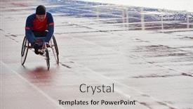  Presentation with track field - Colorful slides enhanced with wheelchair-racing-strong-willed-handicapped backdrop and a light gray colored foreground