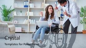  Presentation with wheelchair - Presentation consisting of wheelchair visiting doctor for regular background and a  colored foreground