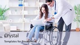  Presentation with asian doctor obese patient - Audience pleasing theme consisting of wheelchair visiting doctor for regular backdrop and a  colored foreground