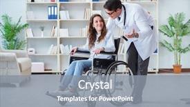  Presentation with asian doctor obese patient - Audience pleasing slides consisting of wheelchair visiting doctor for regular backdrop and a gray colored foreground