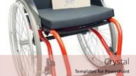  Presentation with unemployment - PPT theme enhanced with wheelchair-with-cardboard-note-looking background and a coral colored foreground