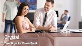  Presentation with workplace - Beautiful presentation featuring wheelchair with colleague at workplace backdrop and a  colored foreground