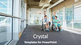  Presentation with wheelchairs - Presentation design consisting of wheelchairs at corridor in hospital background and a gray colored foreground