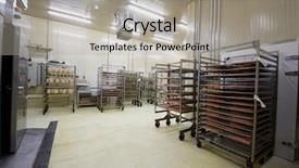  Presentation with sausages - Audience pleasing presentation theme consisting of wheeled racks with sausages red backdrop and a light gray colored foreground