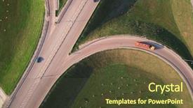  Presentation with semi trailer - Beautiful slide deck featuring wheeler - aerial top view of truck backdrop and a tawny brown colored foreground