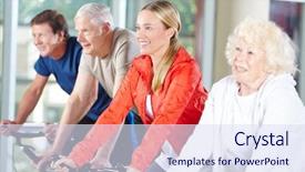  Presentation with working together - Presentation featuring wheels groups people - happy group of seniors working background and a sky blue colored foreground