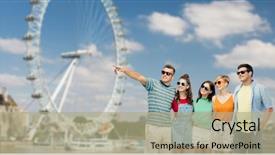  Presentation with travel friends - Theme featuring wheels groups people - travel tourism and entertainment concept background and a  colored foreground
