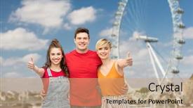  Presentation with travel friends - PPT layouts featuring wheels groups people - travel tourism and entertainment concept background and a  colored foreground