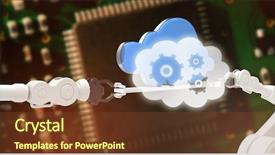  Presentation with cogs gears wheels steampunk elements - Cool new presentation with wheels in cloud against green backdrop and a tawny brown colored foreground