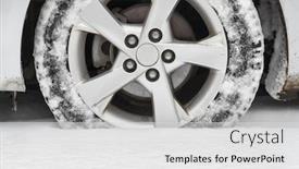  Presentation with snow - PPT theme featuring wheels-of-a-car background and a light gray colored foreground