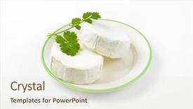  Presentation with white cheese - PPT layouts featuring wheels-of-soft-ripened-cheese background and a lemonade colored foreground