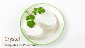  Presentation with white cheese - PPT layouts consisting of wheels-of-soft-ripened-cheese background and a sky blue colored foreground