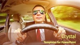  Presentation with driving road - Presentation design consisting of wheels people - man in a suit background and a tawny brown colored foreground