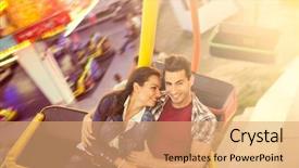  Presentation with black couple having fun - Audience pleasing PPT theme consisting of wheels people - young smiling couple having backdrop and a coral colored foreground